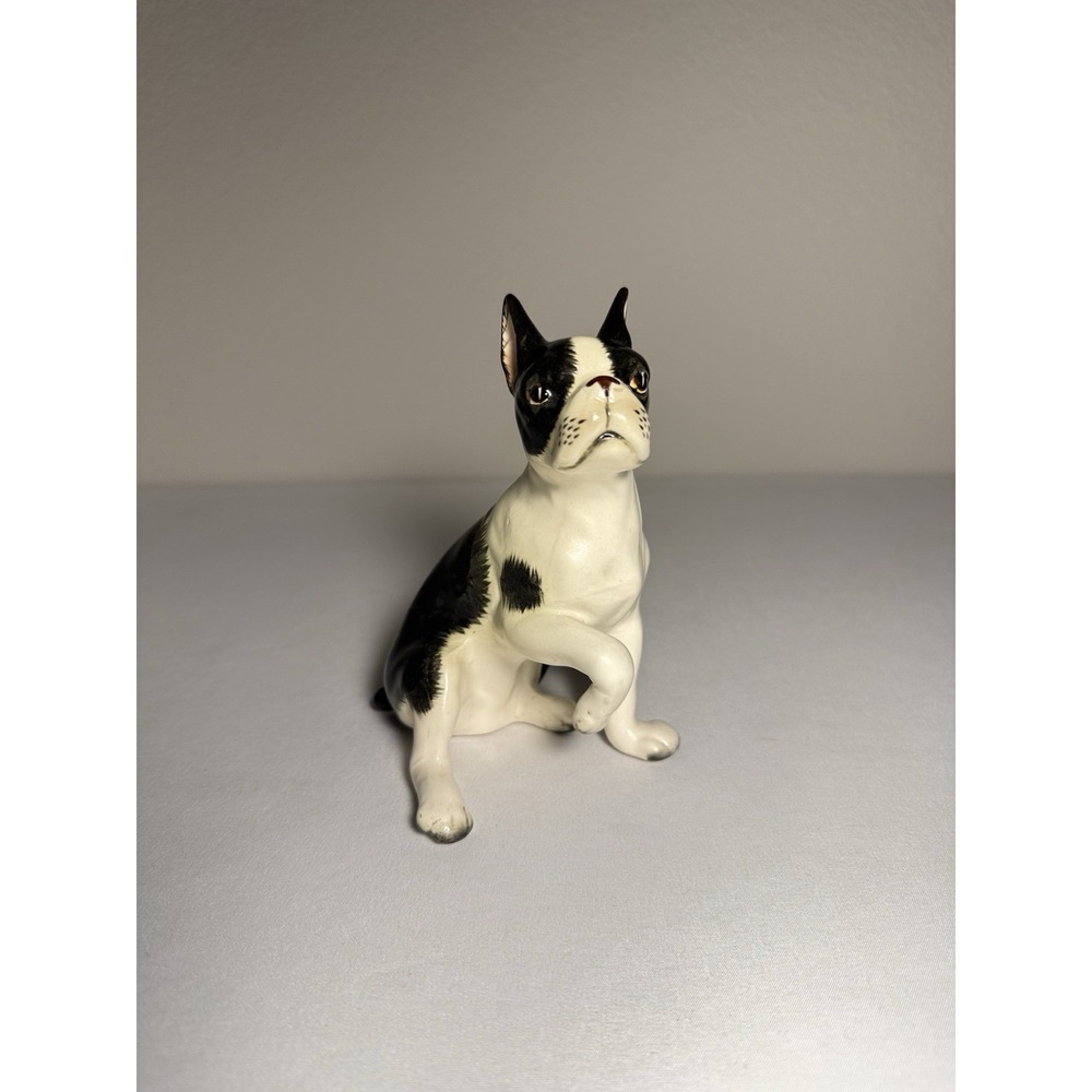 Vintage Lefton Boston Terrier Figurine 5.5" Japan Porcelain Hand Painted Dog